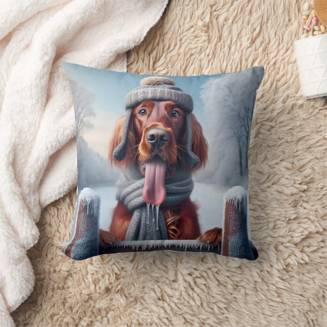 Winter Irish Setter Dog Kissen (Decke)