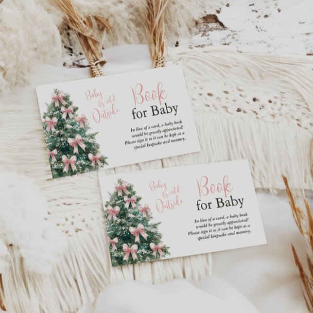 Winter It's Cold Outside Pink Bow Girl Baby Shower Begleitkarte (Von Creator hochgeladen)