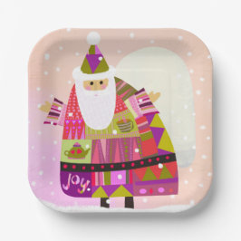 Winter Joyous Santa 7-Zoll-Square Papierplatte Pappteller