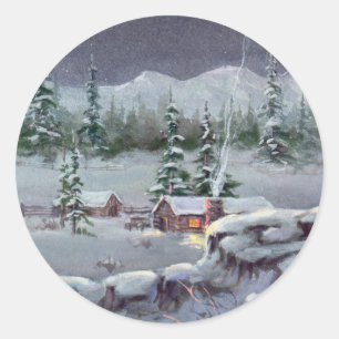 WINTER-KABINE durch SHARON SHARPE Runder Aufkleber