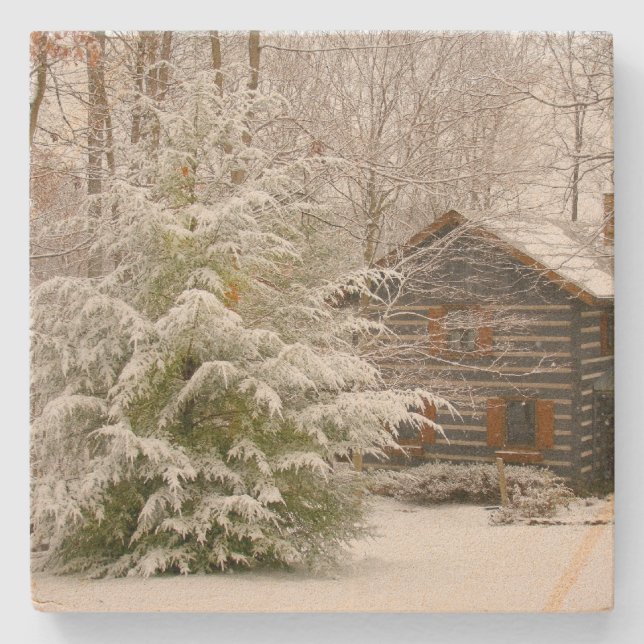 Winter-Kabine Steinuntersetzer (Vorderseite)
