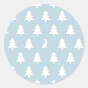Winter-Kaninchenmuster Runder Aufkleber
