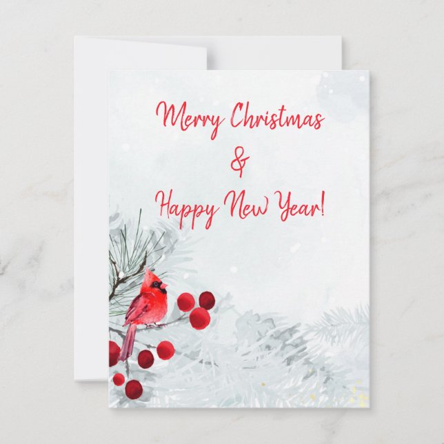 Winter Kardinal Frohe Weihnachten (Vorderseite)
