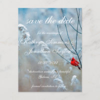 Winter Kardinal Save the Date Einladung Postkarte