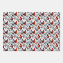 Winter Kardinal und Florals Weihnachten Geschenkpapier Set