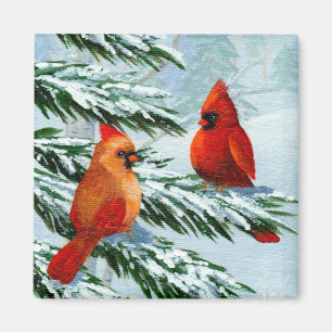 Winter Kardinal Vogelschneekunst Magnet
