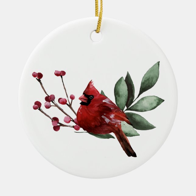 Winter Kardinal Weihnachten | Custom 4 Collage Fot Keramik Ornament (Vorne)