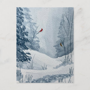 Winter-Kardinäle Postkarte