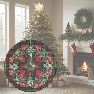 Winter Kariert und Spitzensport Polyester Weihnachtsbaumdecke