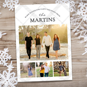 Winter Karierte Familie Multi Foto Collage Erinner Feiertagskarte