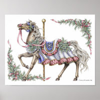 Winter Karussell Pen und Tinte Zeichnend Poster