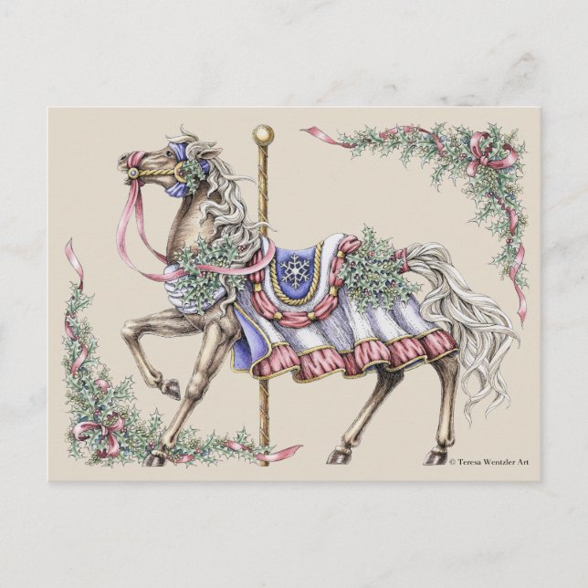 Winter-Karussellpferd-Postkarte Postkarte (Vorderseite)