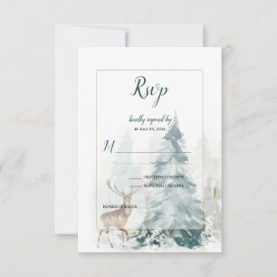 Winter-Kiefer mit schneebedecktem Hirsch RSVP Karte