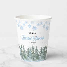 Winter-Kiefernbäume-Schneeblumen-Brautparty Pappbecher