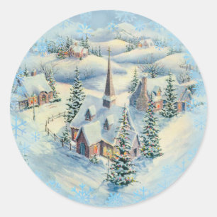 WINTER-KIRCHE durch SHARON SHARPE Runder Aufkleber