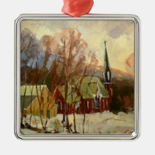 "Winter-Kirchen-" Baum-Verzierung Silbernes Ornament