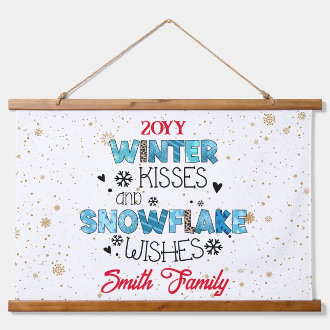 Winter Kisses individualisieren Wandteppich Mit Holzrahmen (Vorne)