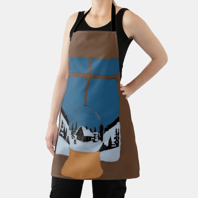 Winter Kitchen Apron - Snow Globe and Snowy Window Schürze (InSitu)