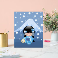 Winter Kokeshi Doll - Blue Mountain Geisha Girl