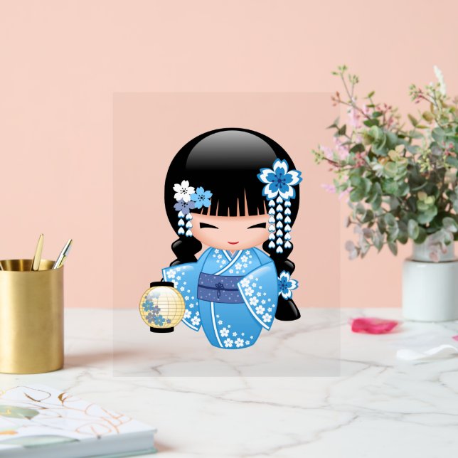 Winter Kokeshi Doll - Blue Mountain Geisha Girl Acrylschild (Hochzeit)