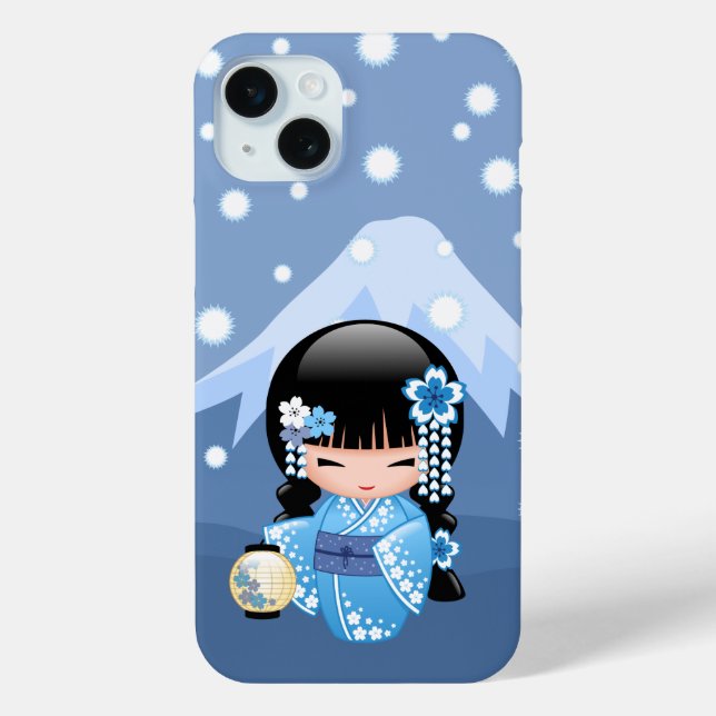 Winter Kokeshi Doll - Blue Mountain Geisha Girl Case-Mate iPhone Hülle (Rückseite)