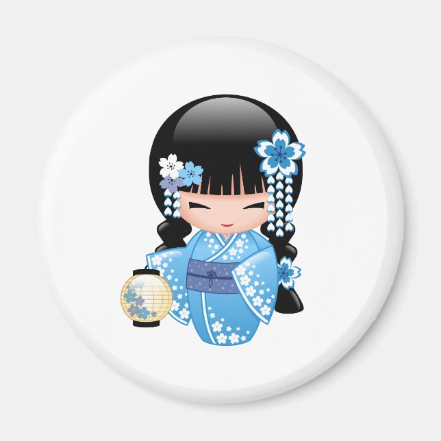 Winter Kokeshi Doll - Niedliches japanisches Geish Magnet (Vorne)