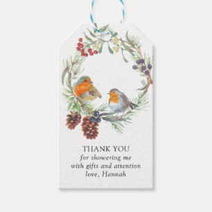 Winter Kranz Robin Mistletoe und Pine Vielen Dank Geschenkanhänger