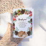 Winter Kranz Woodland Deer Baby Dusche Vielen Dank Dankeskarte<br><div class="desc">Eine Dankeschön-Karte für unsere Einladungen "Winter Wreath & Baby Deer Woodland Baby Shower". Dieses Design besticht durch einen wunderschönen handbemalten Kranz aus wilden Pilzen, Kiefernzapfen, Eicheln und roten Beeren, in dem ein Hirsch unten auf der Karte eingewickelt ist. Im Kranz gibt es eine Danksagung Ihrer Wahl. Karten öffnen sich für...</div>