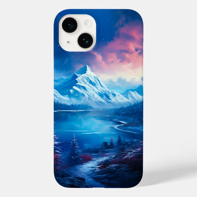 Winter Lake Illustration Case-Mate iPhone 14 Hülle (Rückseite)