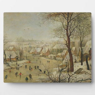 Winter Landscape with Bird Trap (oil on panel) Fotoplatte