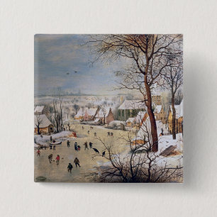 Winter-Landschaft mit Birdtrap, 1601 Button