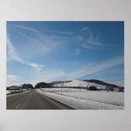 Winter Landschaft mit Hügel Poster