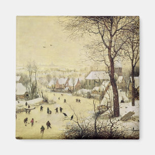 Winter-Landschaft mit Skatern Magnet