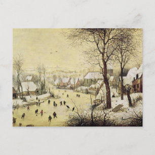 Winter-Landschaft mit Skatern Postkarte