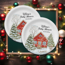 Winter Landschaft Red House Kinderdusche