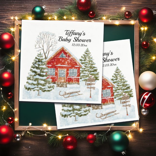 Winter Landschaft Red House Kinderdusche Serviette (Von Creator hochgeladen)