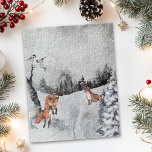 Winter Landschaft Wasserfarbenfüchse<br><div class="desc">Dieses Design kann personalisiert werden, indem Sie auf die Schaltfläche Anpassen klicken und die Farbe ändern, einen Namen, Initialen oder Ihre Lieblingswörter hinzufügen. Kontaktieren Sie mich unter colorflowcreations@gmail.com , wenn Sie dieses Design für ein anderes Produkt haben möchten. Kaufen Sie meine originale abstrakte Acrylmalerei zum Verkauf unter www.etsy.com/shop/colorflowart. Weitere Kreationen...</div>