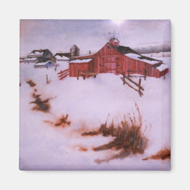 Winter Landschaftsmagnet Magnet (Vorne)