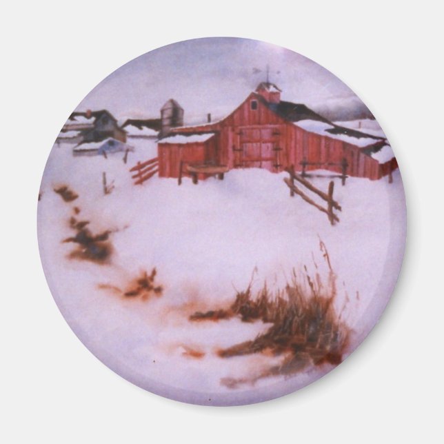 Winter Landschaftsmagnet Magnet (Vorne)