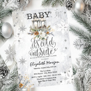 Winter-Laternen-Blumen-Schneeflocken-Baby-Party Einladung