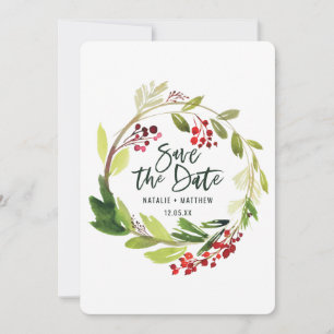 Winter-Laubwerk-Karte zur Vorabanzeige Save The Date