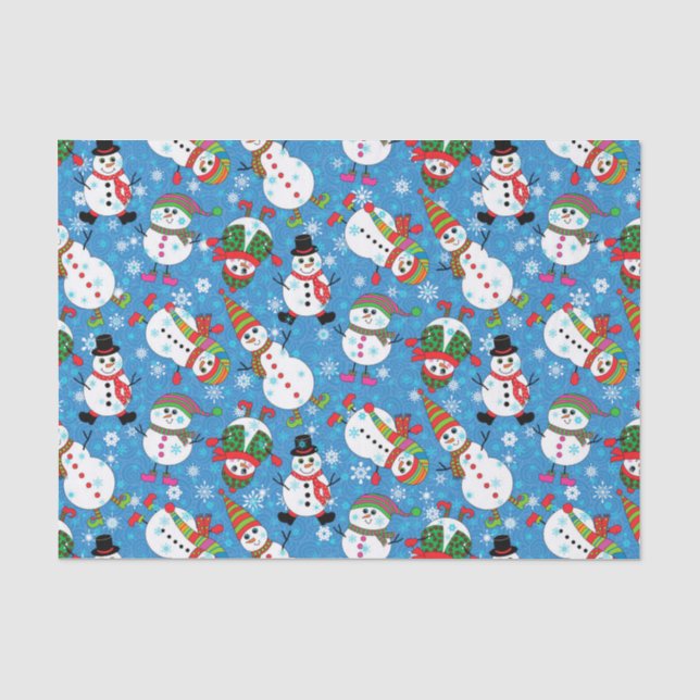 Winter-launisches Schneemann-Muster Seidenpapier (Vorderseite)