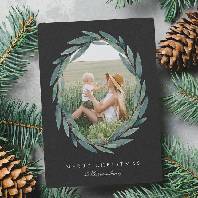 Winter Laurel | Holiday Photo Card Feiertagskarte (Von Creator hochgeladen)