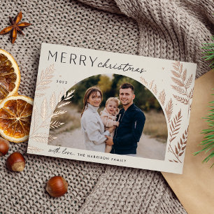 Winter Laurel Merry Christmas Photo Folien Feiertagskarte