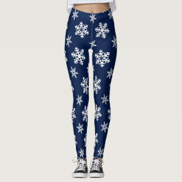 Winter-Leggings, weiße Schneeflocken auf Leggings