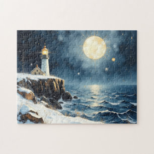 Winter-Leuchtturm bemalt