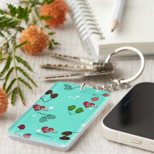 Winter Liebe Mitten und Schneeflockenmuster Schlüsselanhänger