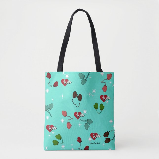 Winter Liebe Mitten und Schneeflockenmuster Tasche (Vorderseite)