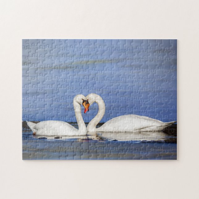 Winter-Liebe-Schwan-Puzzlespiel (Horizontal)