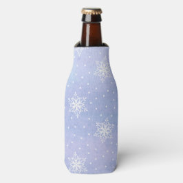 Winter Lila Blue Sky White Snowflakes Polka Dots Flaschenkühler